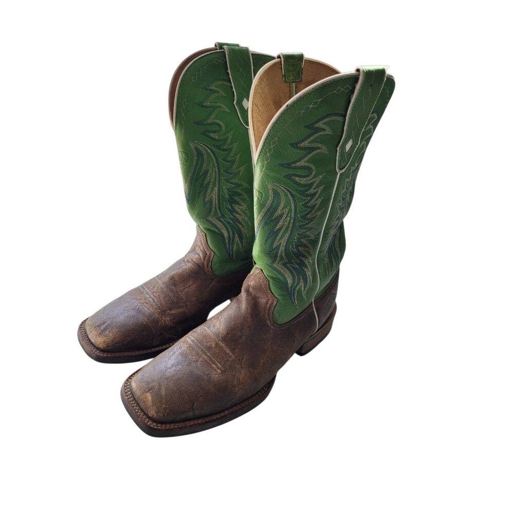 Ariat Men’s Western Leather Cowboy Boots Big Loop Square Toe Green Size 10D - Picture 2 of 15